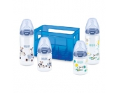 NUK Flaschen-Set First Choice+ mit 4 Anti-Colic Babyflaschen 2 x 150 ml & 2 x 300 ml, blau / weiß